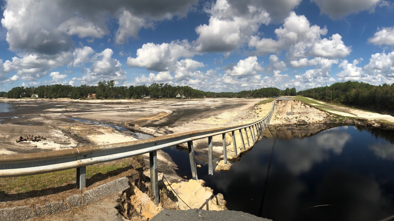 A twisted road after a hurricane